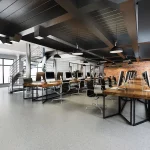 Modern ergonomic office design featuring custom joinery in Sydney." Ensure the description is specific to the image and meaningful to users and search engines.